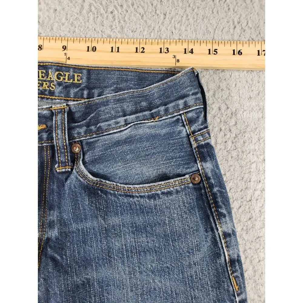 American Eagle Jeans Men's 29x32 *29x31* Slim Straight Blue Denim Cotton Casual